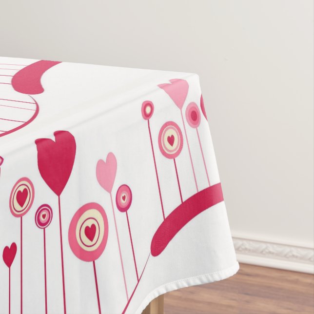 Happy Valentine's Day Tablecloth Pink Rote Herzen Tischdecke (Beispiel)