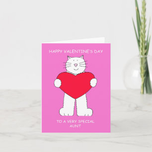 Happy Valentine's Day Tante Weiße Katze Karte