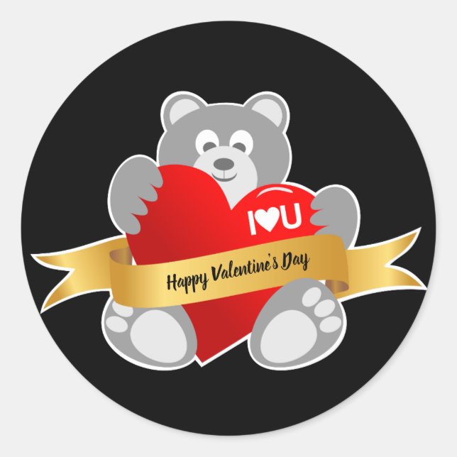 Happy Valentine's Day Teddy Bären Aufkleber (Vorderseite)