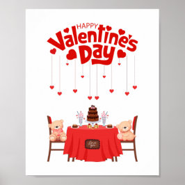 Happy Valentine's Day Teddy Bären Design Wanddekor Poster