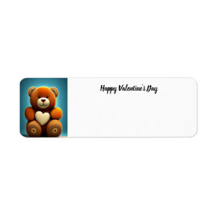 Happy Valentine's Day Teddy Bear Adressetikett