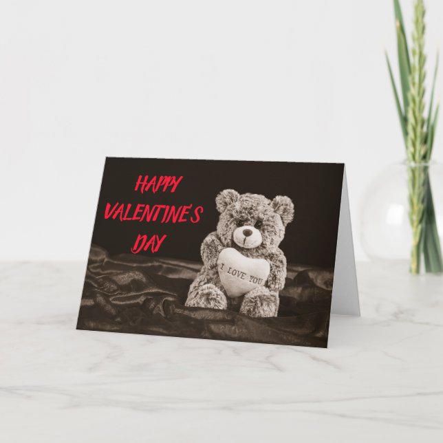 Happy Valentine's Day Teddy Bear Feiertagskarte (Vorderseite)