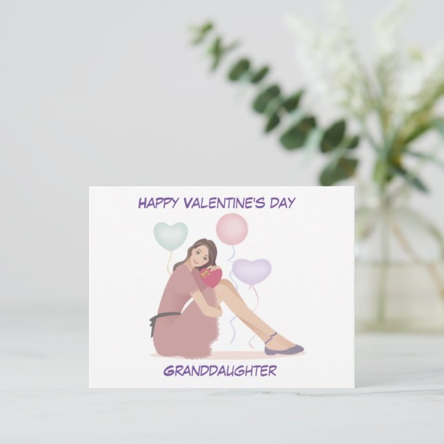 Happy Valentine's Day Teen Großtochter Postkarte (Stehend Vorderseite)