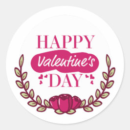Happy Valentine's Day Text Classic Round Aufkleber