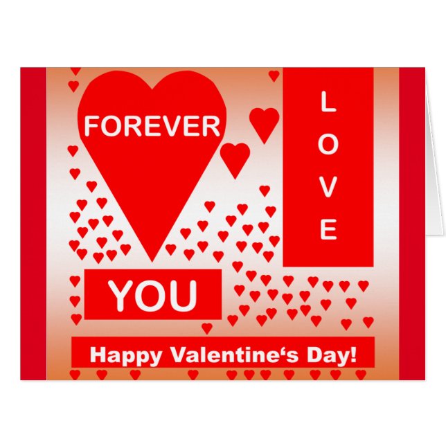 Happy Valentine's Day Text Forever Love Hearts Red (Vorderseite (Horizontal))