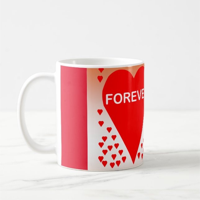 Happy Valentine's Day Text Forever Love Hearts Red Kaffeetasse (Links)