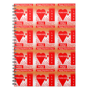 Happy Valentine's Day Text Forever Love Hearts Red Notizblock