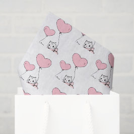 Happy Valentine's Day Tissue Paper Cat Pink Hearts Seidenpapier