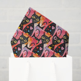 Happy Valentine's Day Tissue Paper Cat Red Hearts Seidenpapier