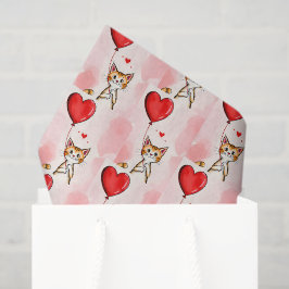 Happy Valentine's Day Tissue Paper Cat Red Hearts Seidenpapier