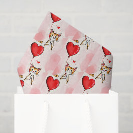 Happy Valentine's Day Tissue Paper Cat Red Hearts Seidenpapier