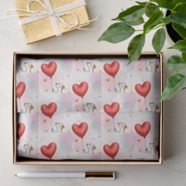 Happy Valentine's Day Tissue Paper Dog Red Hearts Seidenpapier