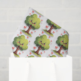 Happy Valentine's Day Tissue Paper Tree Red Hearts Seidenpapier