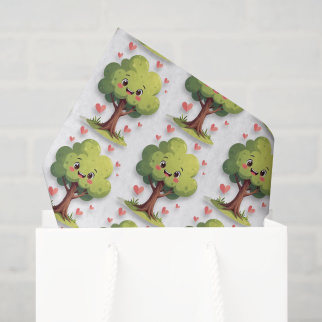 Happy Valentine's Day Tissue Paper Tree Red Hearts Seidenpapier (Geschenktüte)