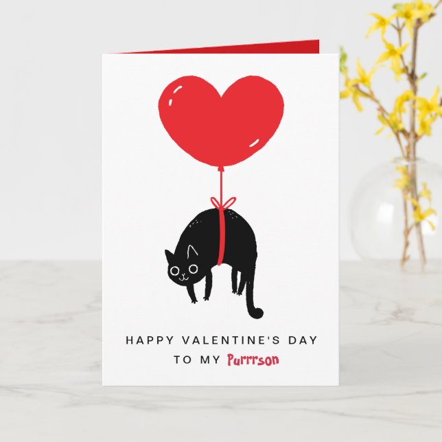 Happy Valentine's Day To My Purrrson Cat  Karte (Gelbe Blume)