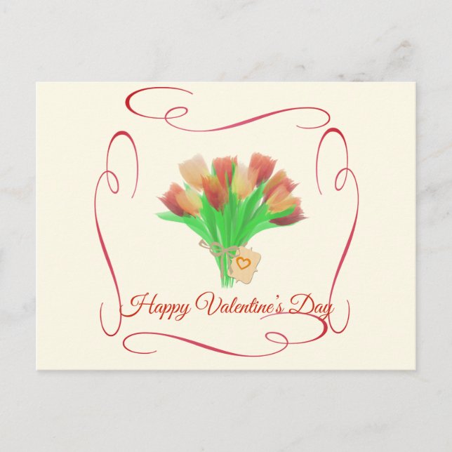 Happy Valentine's Day Tulips Blume Postkarte (Vorderseite)