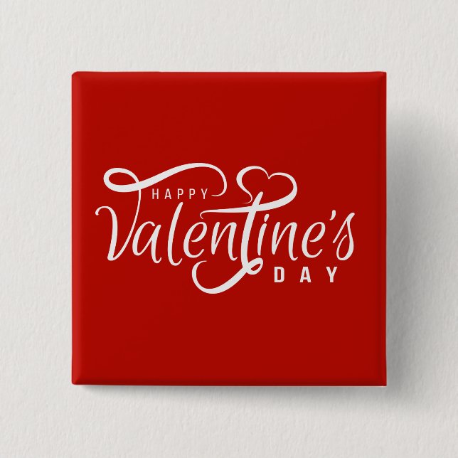 Happy Valentine's Day Typografy | Schaltfläche But Button (Vorderseite)