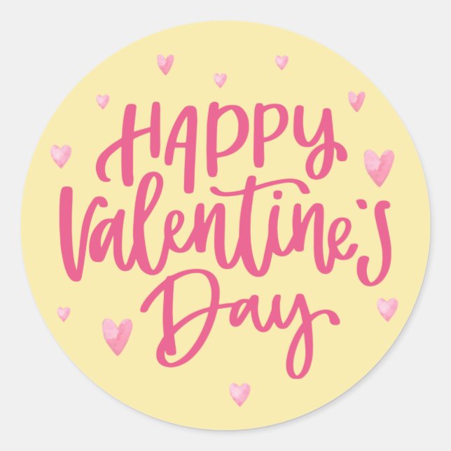 Happy Valentine's Day Typografy | SIEGEL Runder Aufkleber (Vorderseite)