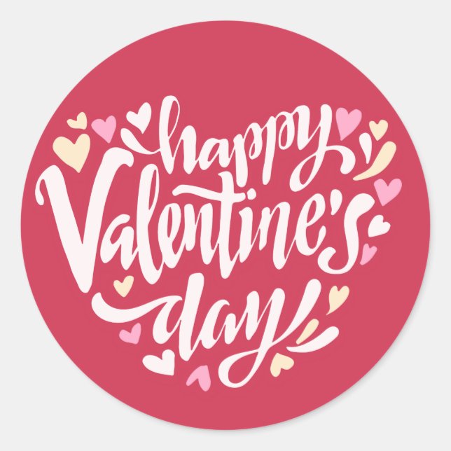 Happy Valentine's Day Typografy | SIEGEL Runder Aufkleber (Vorderseite)