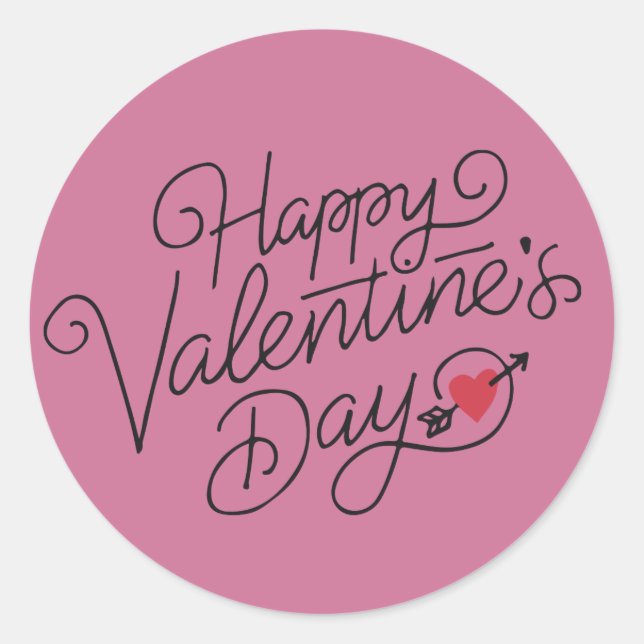 Happy Valentine's Day Typografy | SIEGEL Runder Aufkleber (Vorderseite)