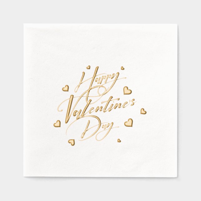 Happy Valentine's Day Typography Hearts Servietten Mit Folie (Vorderseite)