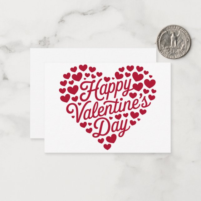 Happy Valentines Day Valentine Liebe Herz Mitteilungskarte (Vorderseite/Rückseite Beispiel)