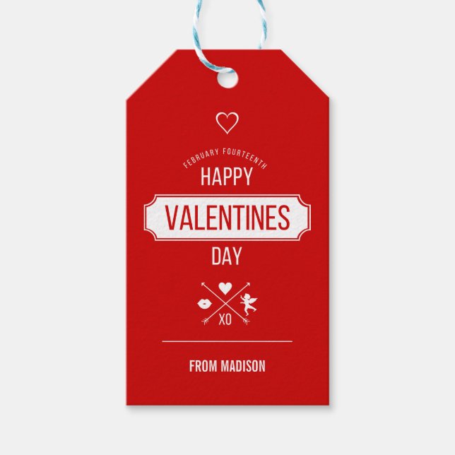Happy Valentine's Day Valentine Symbols Geschenk T Geschenkanhänger (Vorderseite)