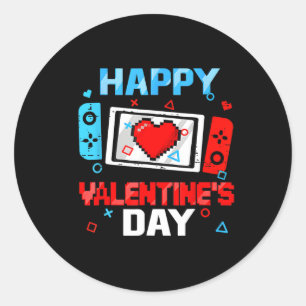 Happy Valentines Day Video Game Controller Herz B Runder Aufkleber