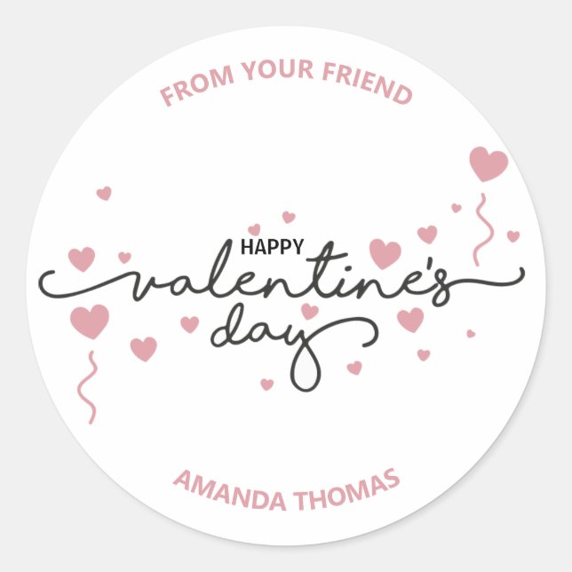Happy valentine's Day von Ihrem Freund Runder Aufkleber (Vorderseite)