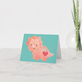 Happy Valentine's Day Watercolor Dinosaurier & Her Karte