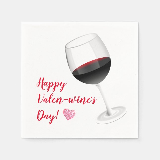 Happy Valentines Day Weinliebhaber Papageien Napki Serviette (Vorderseite)