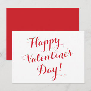 Happy Valentine's Day weiße rote Skriptkalligraphi Karte
