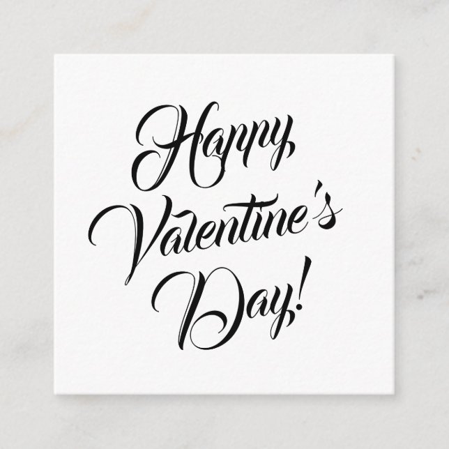 Happy Valentine's Day weiße schwarze elegante Dreh Begleitkarte (Vorderseite)