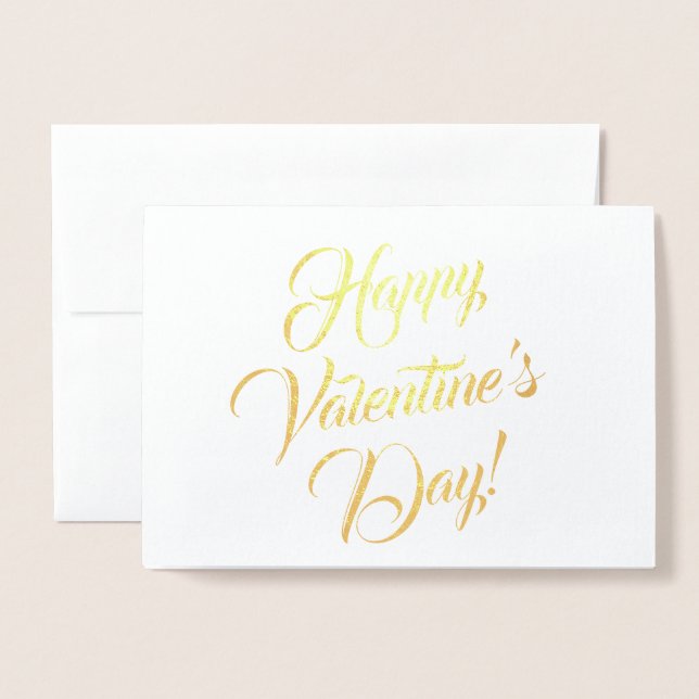 Happy Valentine's Day weiße schwarze elegante Dreh Folienkarte (Vorderseite mit Umschlag)