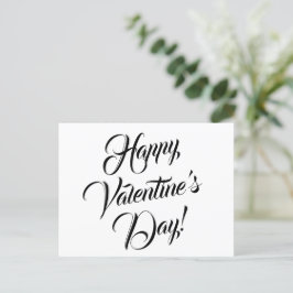 Happy Valentine's Day weiße schwarze elegante Dreh Postkarte