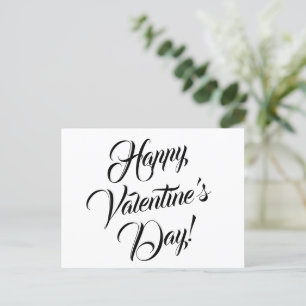 Happy Valentine's Day weiße schwarze elegante Dreh Postkarte