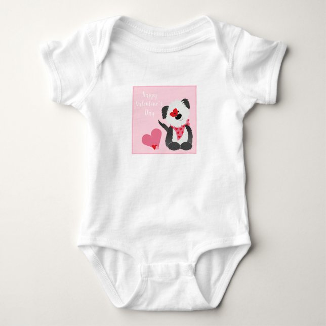 Happy Valentines Day Welppy Hearts Pink Baby Strampler (Vorderseite)