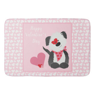 Happy Valentines Day Welppy Hearts Pink Badematte
