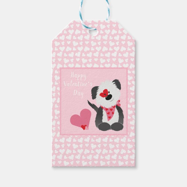 Happy Valentines Day Welppy Hearts Pink Geschenkanhänger (Vorderseite)