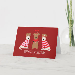 Happy Valentines Day Welsh Wire Fox Terrier Dogs Feiertagskarte