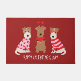 Happy Valentines Day Welsh Wire Fox Terrier Dogs Fußmatte