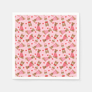 Happy Valentines Day Welsh Wire Fox Terrier Dogs Serviette