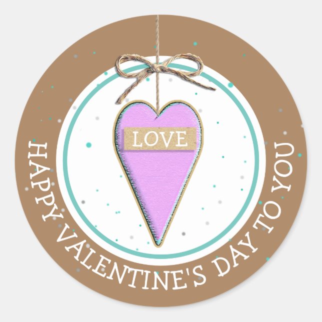 Happy Valentine's Day Whimsical Heart Runder Aufkleber (Vorderseite)
