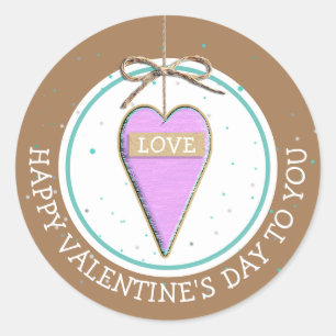 Happy Valentine's Day Whimsical Heart Runder Aufkleber