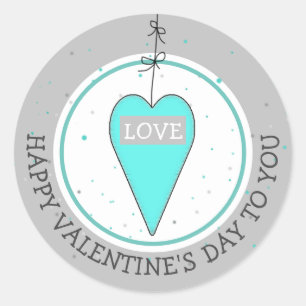Happy Valentine's Day Whimsical Heart Runder Aufkleber