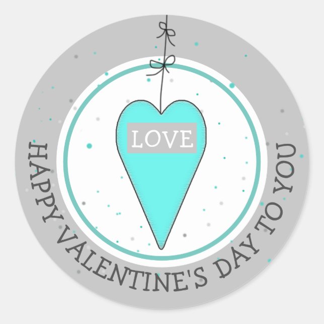 Happy Valentine's Day Whimsical Heart Runder Aufkleber (Vorderseite)