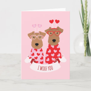 Happy Valentines Day Wire Fox Terrier Dogs Feiertagskarte