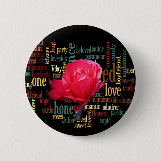 Happy Valentine's Day With Elegant Red Roses Button (Vorderseite)
