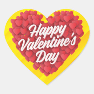 Happy Valentine's Day with Hearts Design-23056 Herz-Aufkleber