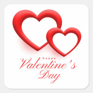 Happy Valentine's Day with Two Hearts-23540 Quadratischer Aufkleber